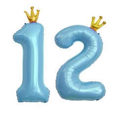 이벤트홀릭 초대형 왕관 숫자은박풍선, 블루 12