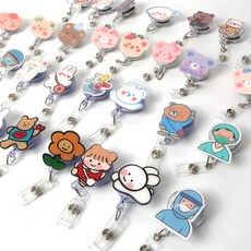 리리월드 귀여운 릴홀더 사원증 간호사 테이프 걸이, 1개, 핑크토끼(링포함)