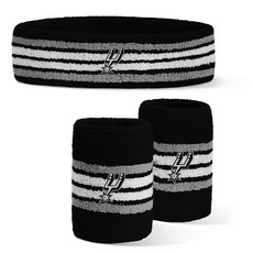 For Bare Feet NBA SAN Antonio Spurs 공식 라이선스 팀 로고 헤드밴드 및 손목 밴드 콤보 팩 팀 색상 OSFM, 샌안토니오 스퍼스