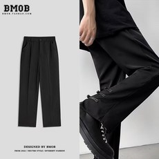 BMOB 美式復古港風寬鬆闊腿直筒休閒西裝褲