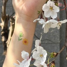 랄라온 타투스티커 파스텔플라워 페이스페인팅스티커