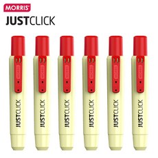 모리스 JUSTCLICK 저스트클릭 유성매직 M2 노크식 유성매직 편리한 매직펜, 6개, 레드
