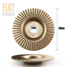 쿠쿠스토어 100mm 평면 베벨 앵글 그라인딩 휠 조리개 로터리 디스크 샌딩 우드 조각 도구 연마, 02 22mm golden flat