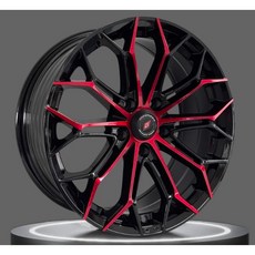 FK鋁圈 17吋 5/114.3 2265 亮黑底車面加紅色鋁圈 RAV4 NISSAN 日系車適用, 1個