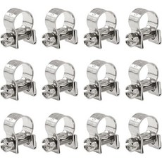 글락스 12팩 15-17mm 스테인리스 스틸 미니 연료 분사 호스 클램프 조절식 파이프 호스 클립 튜브 클램프 세트(19/32''-11/16'' Dia), 9-11mm