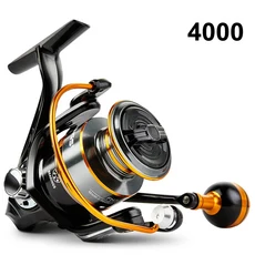 새로운 낚시 릴 1000-6000 시리즈 CNC 알루미늄 와이어 컵 10KG 최대 드래그 스피닝 낚시 릴, Black, 4000 Series