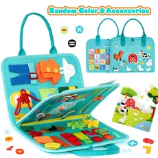 그린 팜 바쁜 보드 장난감 어린이를 위한 책 감각 학습 여행 교육 활동, 01 Green