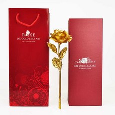 금 장미 한송이 선물 시들지 않는 24K 금박 꽃 1주년, 1개, 대형 활짝 핀 장미 (화병 제외)