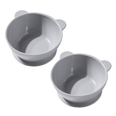 유일코리아 국산 실리콘 곰돌이 유아 간식그릇 (뚜껑포함), 라이트그레이(2p), 1세트
