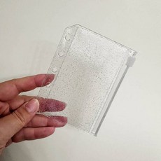 M5 반짝이 5 홀 투명 컬러 바인더 커버 저널 스케치북 액세서리 일기 사무용품, glitter zip