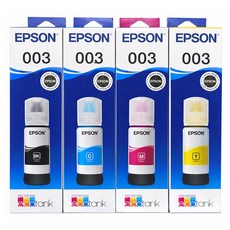 엡손 정품잉크 T00V 003 정품잉크 L1110 L3100 L3110 L3150 L5190 L3106 4색 검정 파랑 빨강 노랑, 4색정품세트 티00브이, 1세트