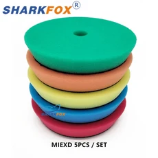 Sharkfox 5/6인치 스폰지 폴리 셔 왁싱 패드 보트 용 버핑 키트 폴란드어 버퍼 휠 연마 흠집 제거, 02 5Inch (125mm), 05 Mixed 5pcs