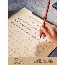 靜心抄寫小楷練字帖108遍經書成人毛筆手抄經臨摹本書法軟筆套裝, 1個裝, 靜 心全文【20張20遍】（體驗推薦）:仿古灑金經文【無筆墨】