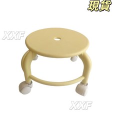 臺灣爆品 旋轉萬向輪小凳子靜音滑輪矮凳家用結實耐用小板凳入戶門換鞋凳子, 淺黃【升級加大輪+加粗框架】 高20cm, 1個