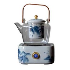 전통 전기 차포트 녹차 티팟 보이차 냄비 유리 다기, 900W / 사각 워머 / 티포트