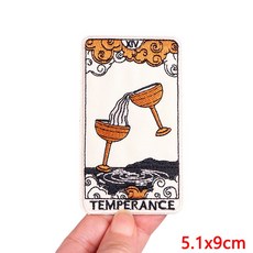 타로 카드 패치 리더/고양이/달/커피 자수 아플리케 DIY 아이언 의류 용 열 접착, PE9424CT