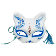 日式稻荷狐狸面具, 藍金, 1個