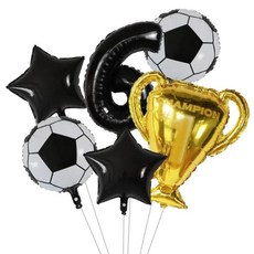 챔피언 트로피 알루미늄 포일 풍선 스포츠 축구 생일 파티 장식 축제 만화 디자인 색상, 1개, 13. 검은색 숫자 세트 6 6개 풍선
