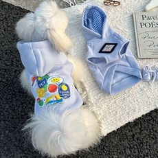 이지모먼트 포근한 파스텔 블루 강아지 후드티 고양이겸용 캐주얼 맨투맨, 1개, blue