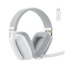 BINNUNE BW06 PS5 PS4 PC Mac용 마이크가 있는 2.4GHz Bluetooth 게임용 헤드셋 Playstation 무선 헤드폰, 02 White