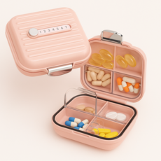 하스몰 일주일 요일별 파스텔 영양제 알약케이스 소+대형 세트, 카키베이지, 1세트