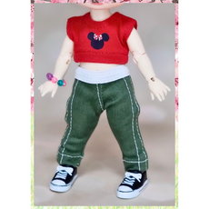 포켓옷 16cm ( 카키 스키니진 ) bjd 구체관절 인형옷 라티돌 <완제품>, 1개