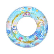 HYPZH 美人魚造型 PVC 加厚充氣游泳圈 亮片海洋 適合2 - 4歲, 亮片海洋美人魚泳圈 60# 適合2 - 4歲, 1個
