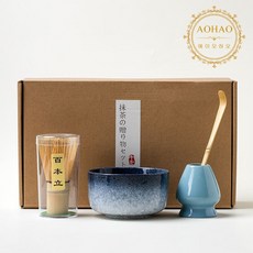 AOHAO 말차 도구 4/6PCS 세트 Matcha Whisk 차선 다완 차선립, 3세트, 블루 4PCS