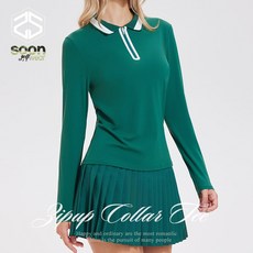 [순이야] C.여성 골프 기능성 배색 카라 반집업 긴팔 티셔츠