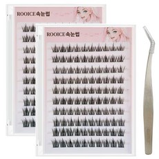 ROOICE 풀 필요없는 3D인조 속눈썹 대용량 노글루 인조 속눈썹 10mm-12mm 2P세트, 2개, 블랙