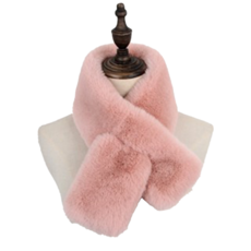 柔軟仿毛絨交叉圍巾，時尚保暖頸部配件，多色可選，冬季必備, 藕粉色, 1個