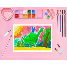 AMNCML 접이식 휴대용 미니 팔레트 핑크 미술 팔레트 수채화 물감용 간편 세척 재사용 가능 야외 스케치용 1개