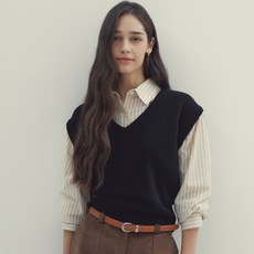 BRINGMYTHINGS 브이넥 울 니트 베스트 조끼 black