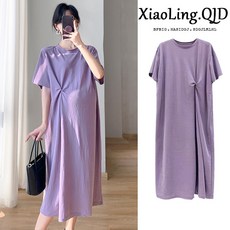 임산부 반팔 원피스 여름 임부복 외출복 빅사이즈 루즈핏 원피스 데일리 임부 반팔 롱원피스 CJJ