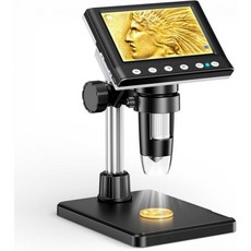 4.3인치 LCD 디지털 동전 현미경 1000배 USB 확대경 8개 조절 가능한 LED 조명 포함 검사 전자기기 수리 납땜용 윈도우/맥 호환 1080P, 4.3인치 LCD 디지털 동전 현미경, 1000배 US