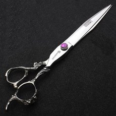 新款無痕美髮剪刀 7寸 8寸 9寸 家用理髮店專用平剪 髮型師工具, 1個, 7寸盤龍剪全長19cm