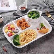 화이트 도자기 식판 그릇 쓰임 세라믹식판 에센셜 구, 7. 블랙라인 9.6인치 직사각 3구, 1개