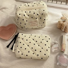 하트 패턴 코듀로이 파우치