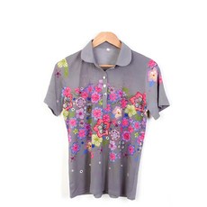 카라형 화려한 중년여성티셔츠 엄마반팔티셔츠 중년여성반팔 여름반팔티