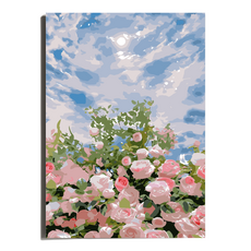 원그리드 DIY 명화그리기 세트 캔버스 유화그리기, 핑크 로즈가든, 1개