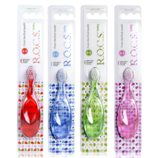 록스 영유아 아기 베이비 칫솔 0~3세, 1개, 4개입, 4색(Red, Pink, Blue, Green)