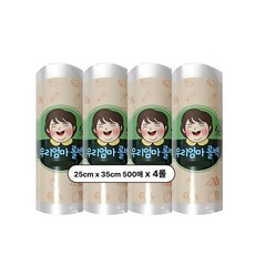 우리엄마 위생롤백 25 x 35cm 500매 2롤, 4개, 중(M), 500개