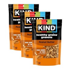 KIND Healthy Grains Clusters 땅콩 버터 통곡물 씨리얼 그래놀라 단백질 10g 글루텐 프리 325ml(11온스) (3팩) 137116, 없음, 1) 땅콩버터 - 11 Ounce (Pack of 3)