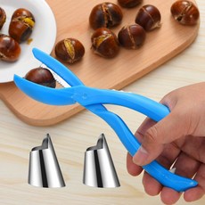 板栗開口器 板栗夾剝栗子神器 核桃夾 十字去皮栗子刀 剝殼工具 家用, 板栗開口器+2只護指套, 1個