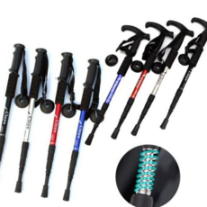 등산용품 듀랄루민 등산스틱 일자형 T자형스틱 4단 접이식 스틱, 4단일자스틱(블랙)