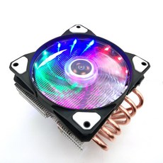 12厘米CPU散熱器，六熱導管，多平台兼容，靜音設計，適用於1155/AMD，電腦CPU散熱器, 3針15燈彩燈風扇, 1個
