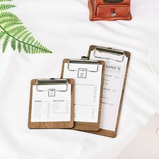 우드 클립보드 카페 음식점 메뉴판 영수증 빌지 계산서 꽂이, 110, 블랙, 1개