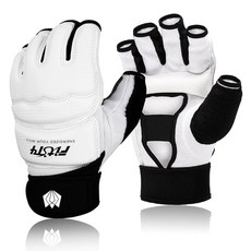 UFC 스포츠 MMA 무술 장갑 복싱 미트 하프 트레이닝 펀치 FitST4, White, Large