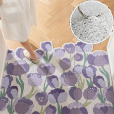 키미블랑 잘라쓰는 플라워패턴 현관 코일 매트 60x90 cm, 보라튤립, 1개