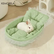 1개 소프트 귀여운 토끼 공주 둥지 - 레이스 가장자리가 있는 푹신한 토끼 침대 작은 애완동물 햄스터, 01 Green